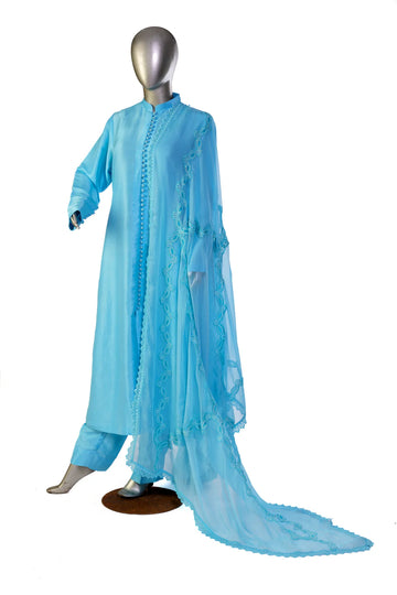 Shahbano-Elegant Ice Blue Raw Silk Embellished outfit