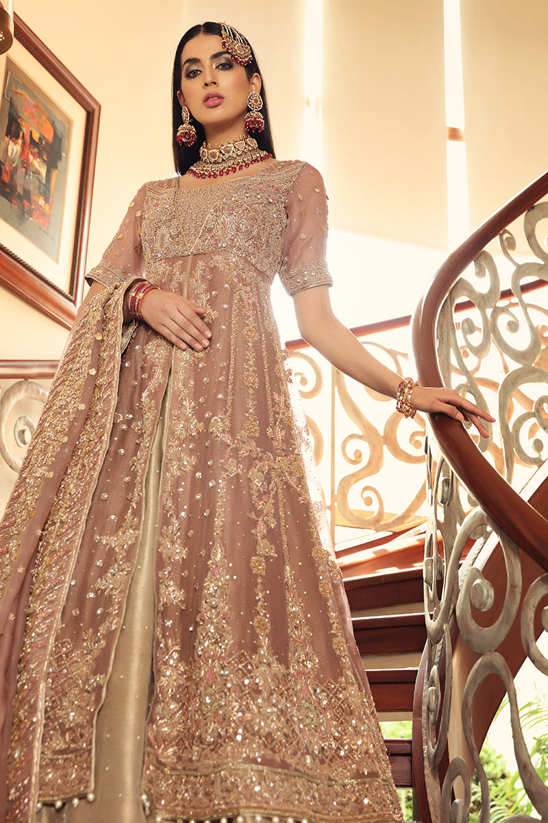 Shahbano-Ethereal lilac Paksitani Wedding dress with tissue Lehenga