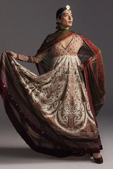 Shahkar D3 ivory Kashmiri Anarkali Zara Shahjahan 2026 stitched