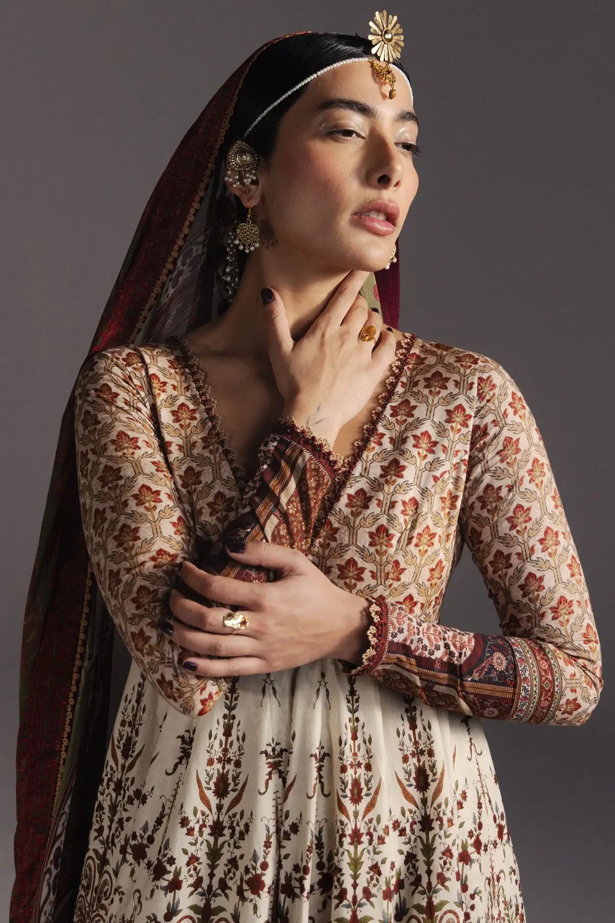 Shahkar D3 ivory Kashmiri Anarkali Zara Shahjahan 2026 stitched