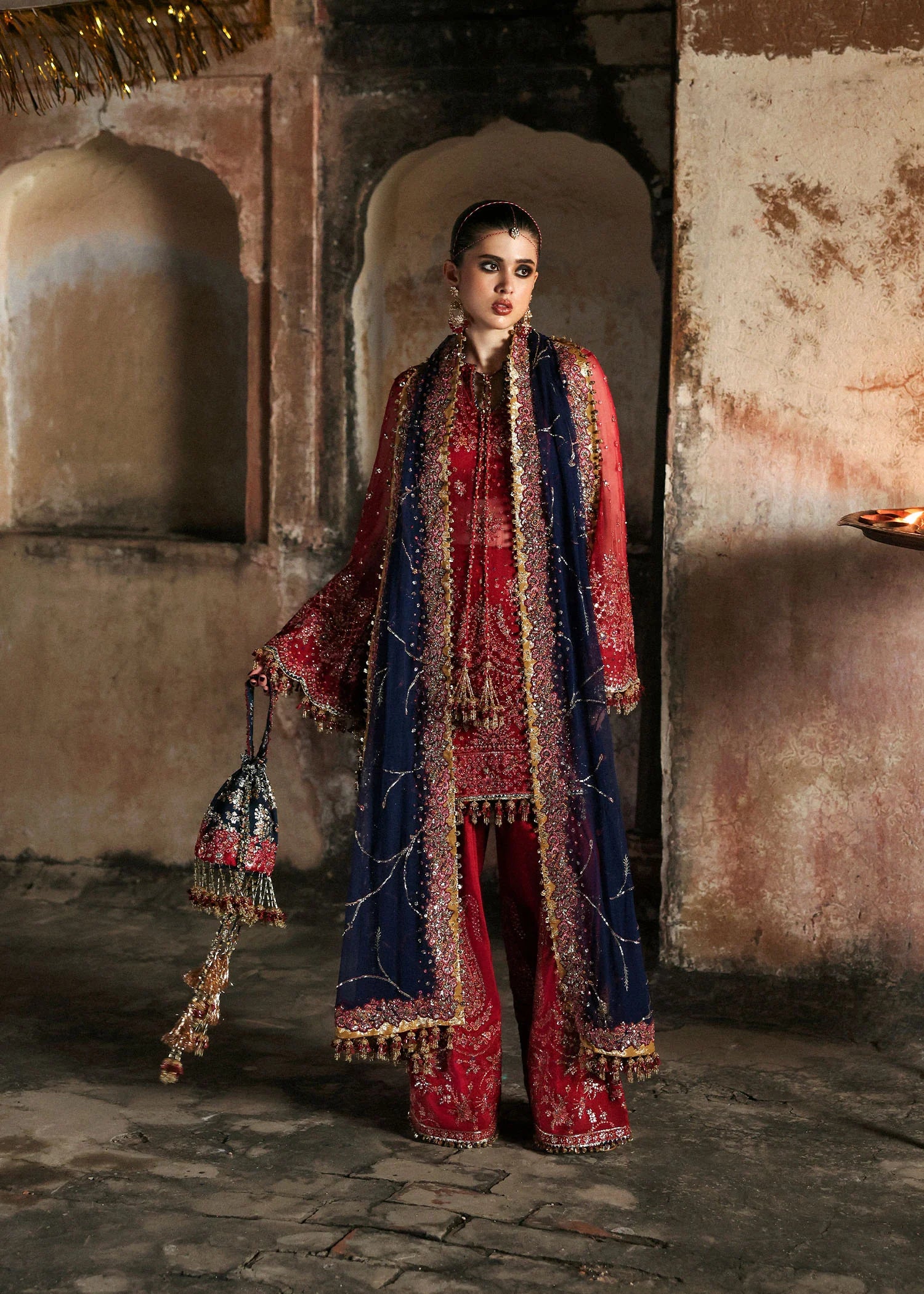 Shahrbano Cherry Red Chiffon Embroidered Shalwar Kameez Online 2025