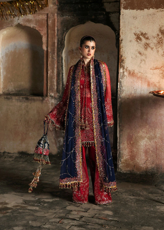 Shahrbano Cherry Red Chiffon Embroidered Shalwar Kameez Online 2025