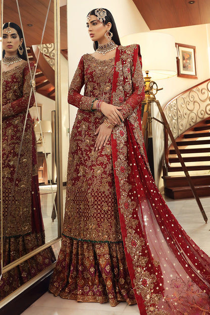 Shazmin-Regal cherry red Gharara set for Pakistani Wedding