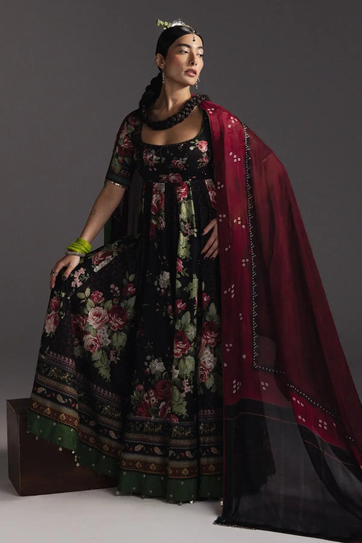 Shehzadi D5 Zara Shahjahan Anarkali 2026 black stitched Anarkali Pakistanimoda