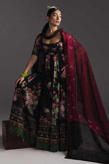 Shehzadi D5 Zara Shahjahan Anarkali 2026 black stitched Anarkali Pakistanimoda
