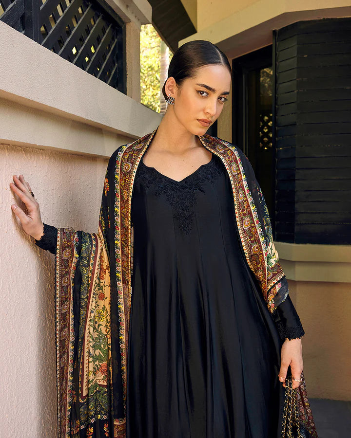 Shelina- Glamorous Black Silk Ensemble By- Faiza Saqlain