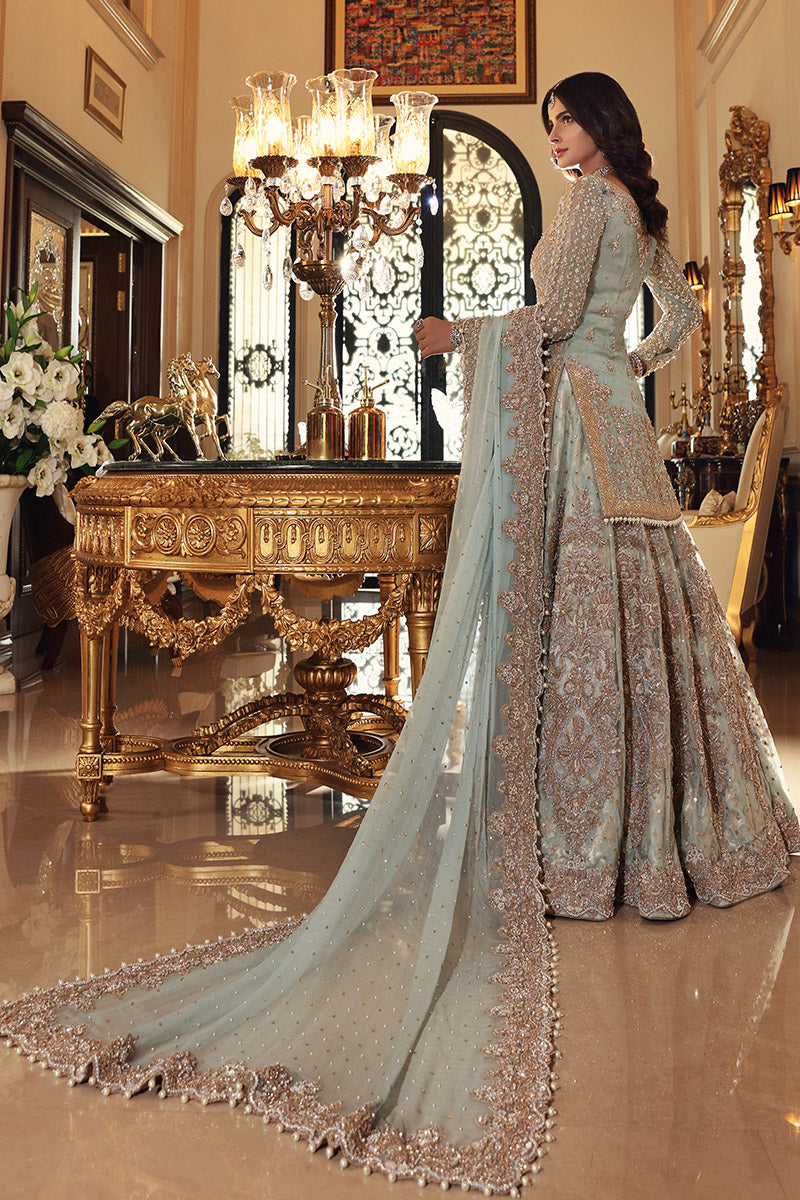 Sherin-Fully embellished Aqua Bridal lehenga For Pakistani Wedding
