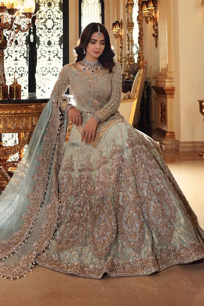 Sherin-Fully embellished Aqua Bridal lehenga For Pakistani Wedding