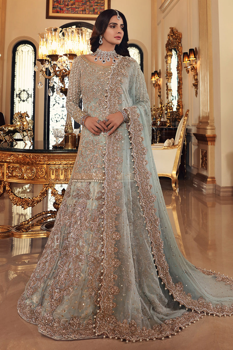 Sherin-Fully embellished Aqua Bridal lehenga For Pakistani Wedding