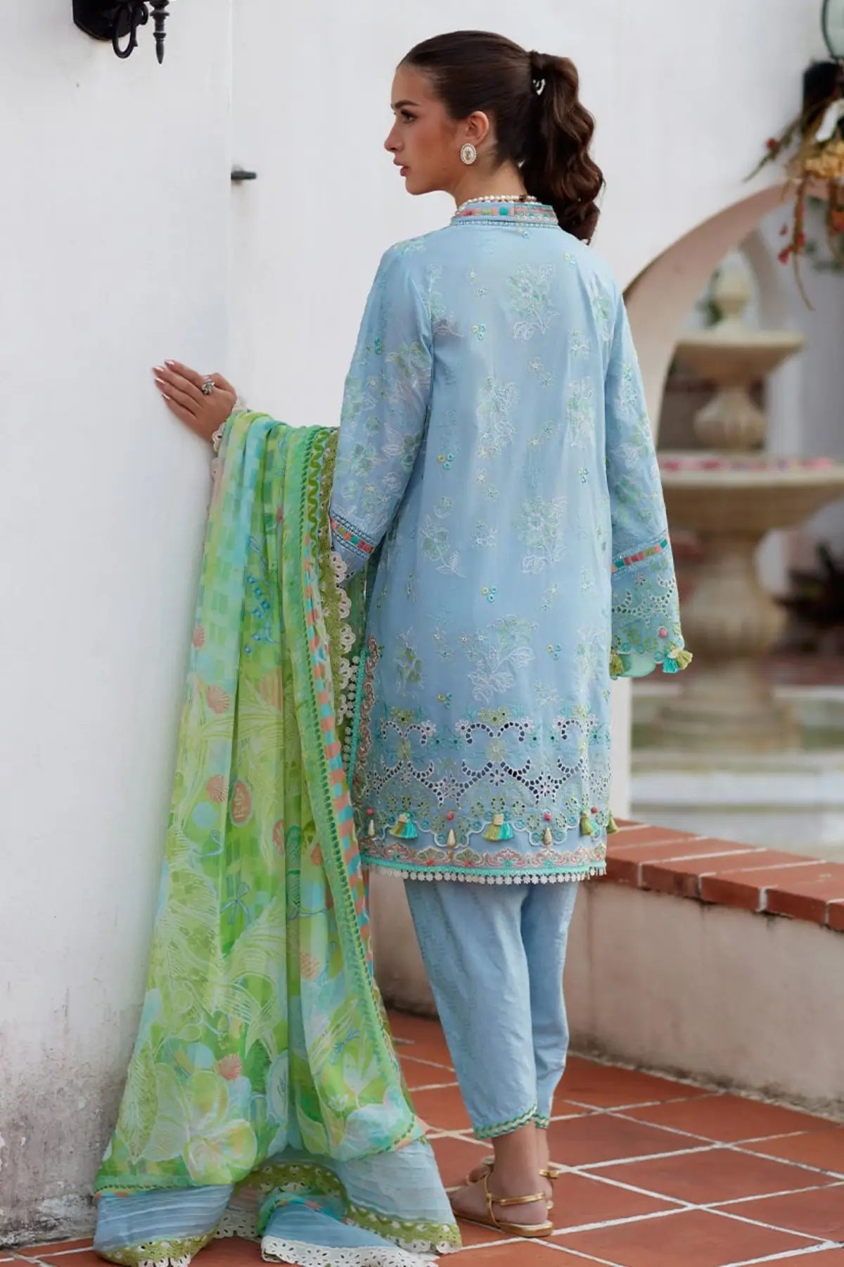 Sienna Sky Blue by Farah Talib Aziz sky blue embroidered lawn stitched 3PC suit