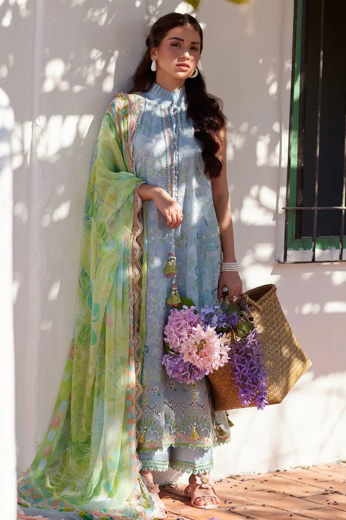 Sienna Sky Blue by Farah Talib Aziz sky blue embroidered lawn stitched 3PC suit