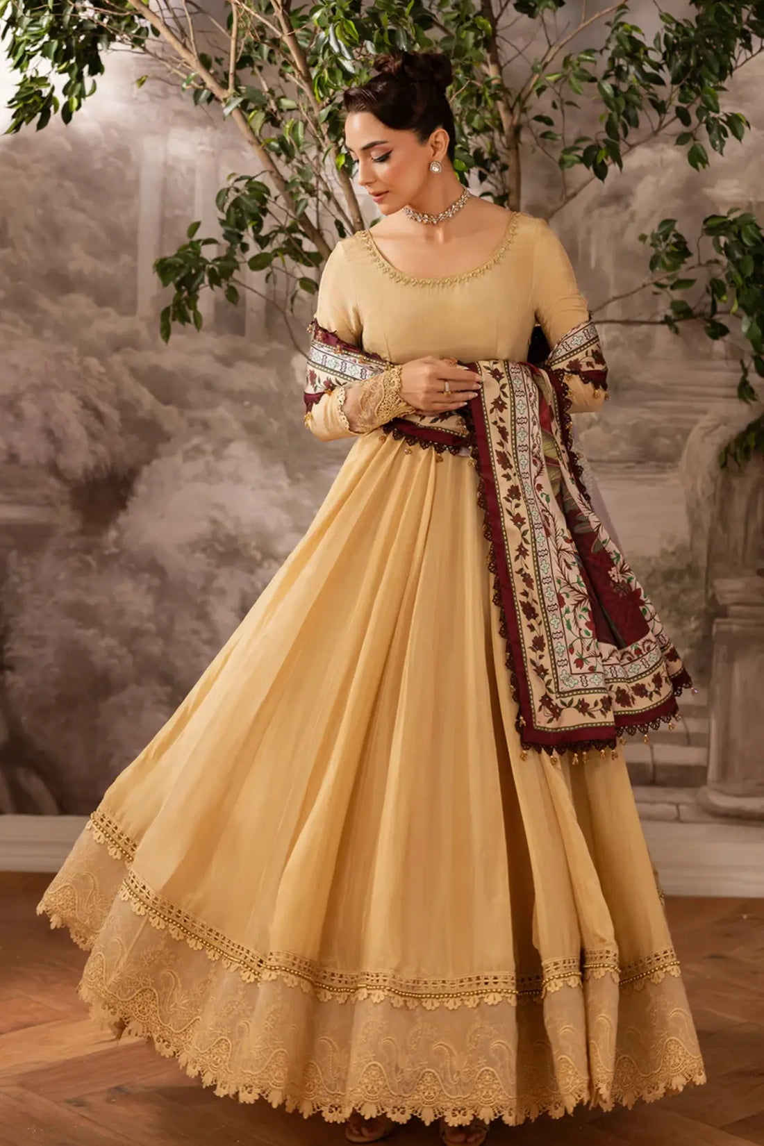 Silvaa Maya Pret beige gold handworked Eid pishwas.