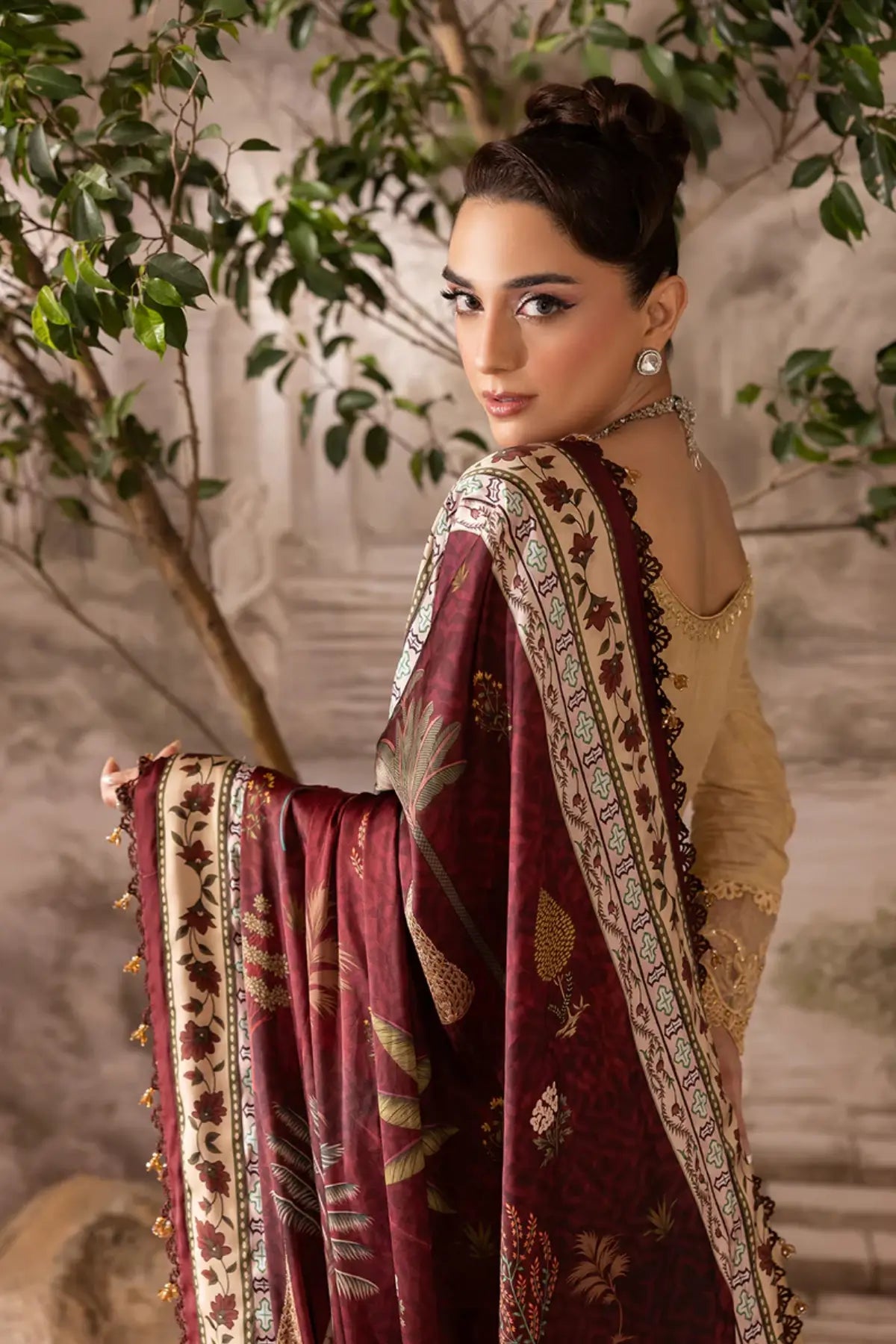 Silvaa Maya Pret beige gold handworked Eid pishwas.