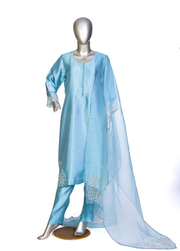 Sitara- Elegant Pakistani party wear in ice blue