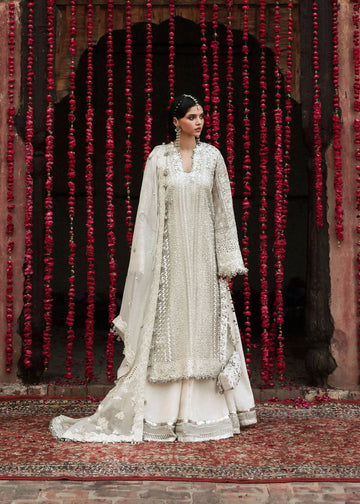 Hussain Rehar Sitara Ivory Organza Embroidered Sharara Suit Massarat Festive ’25