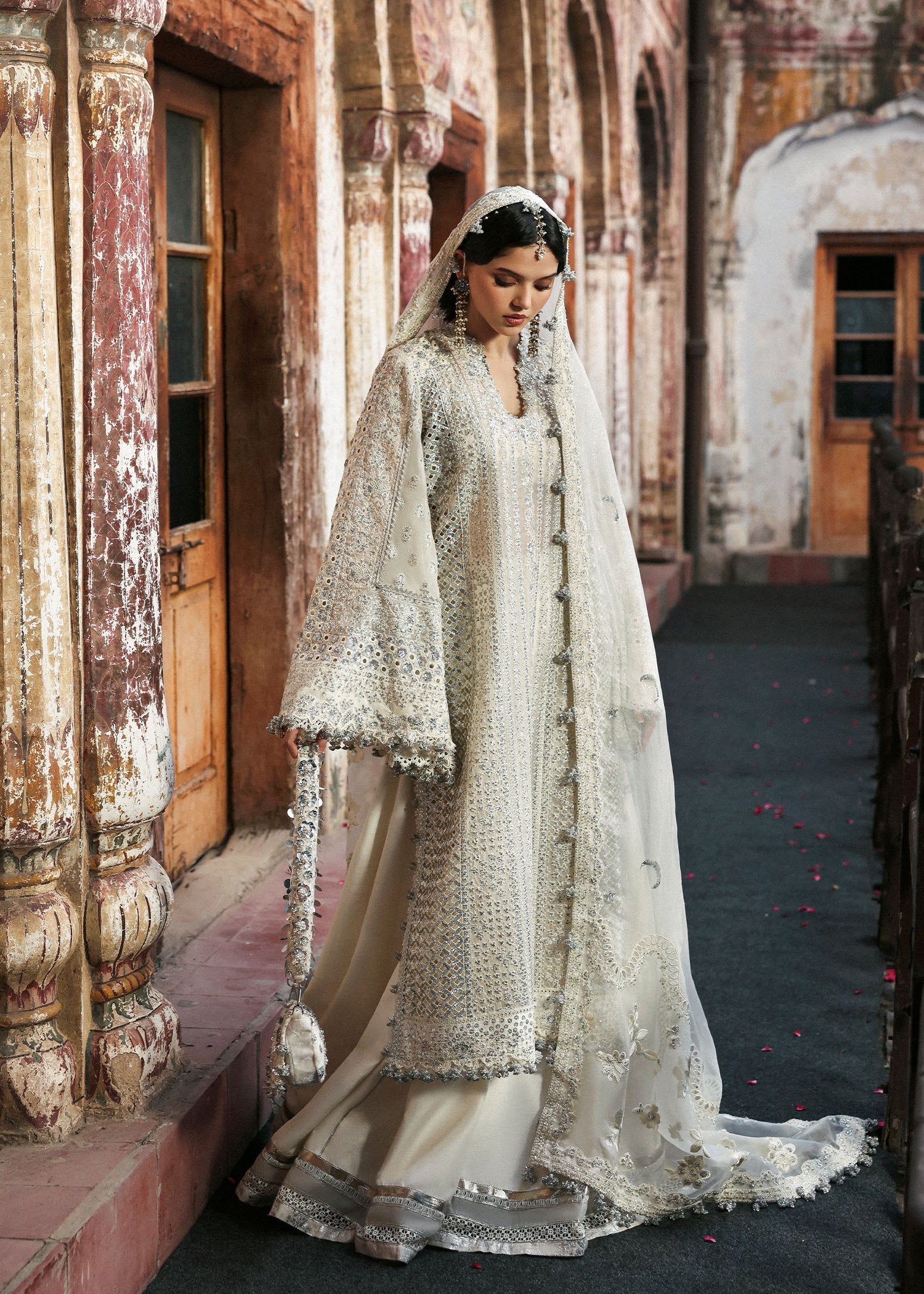 Hussain Rehar Sitara Ivory Organza Embroidered Sharara Suit Massarat Festive ’25