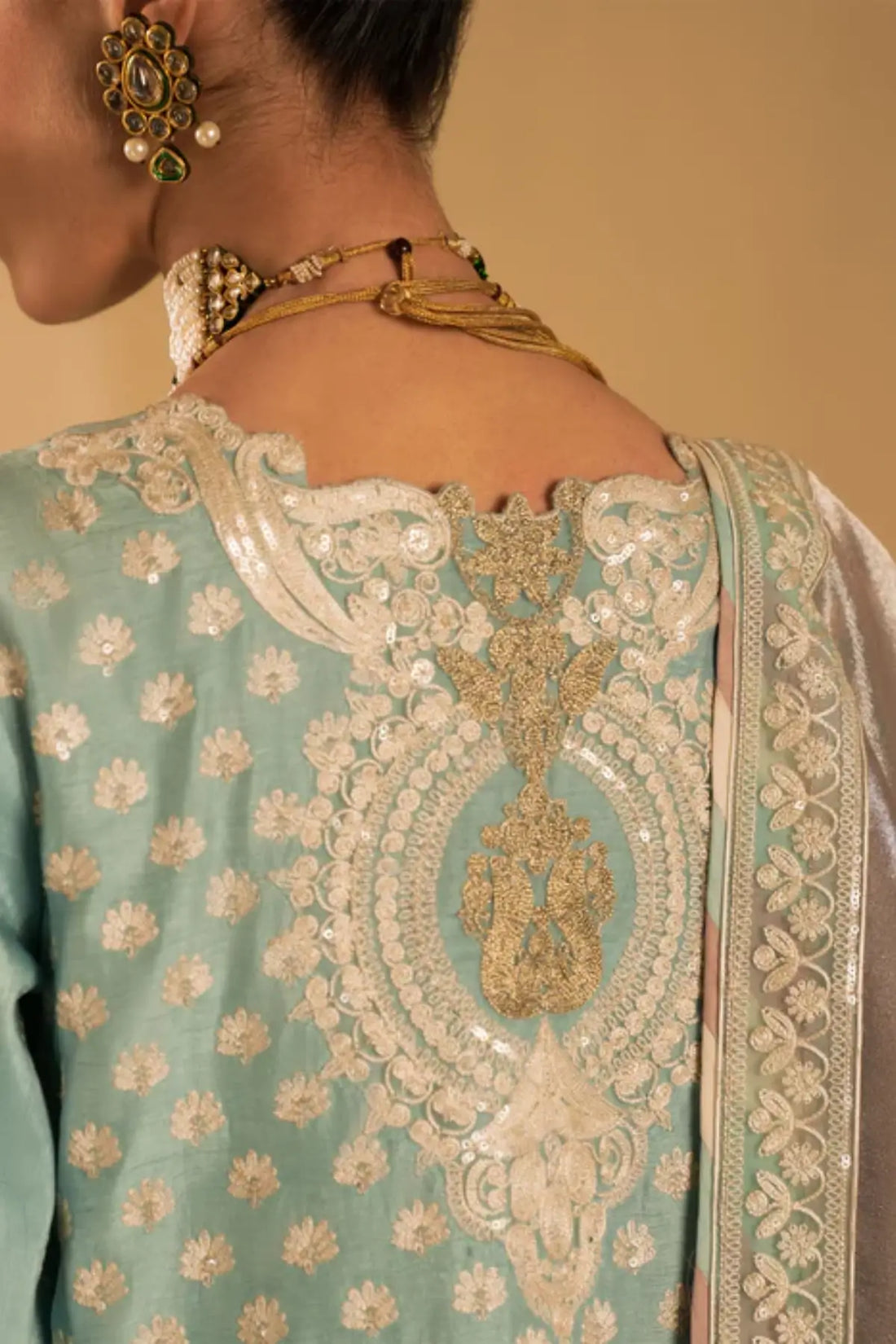 Skyline Saira Shakira sky blue Korean silk stitched formal dress