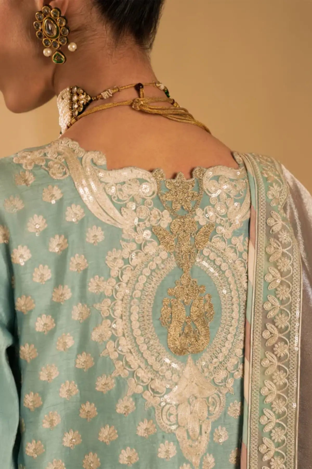 Skyline Saira Shakira sky blue Korean silk stitched formal dress