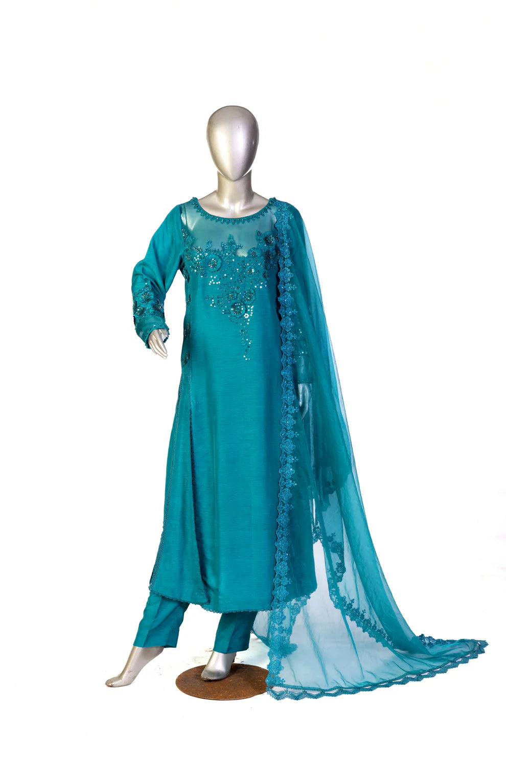 Sofia- Stylish Pakistani Silk Suit with intricate designs