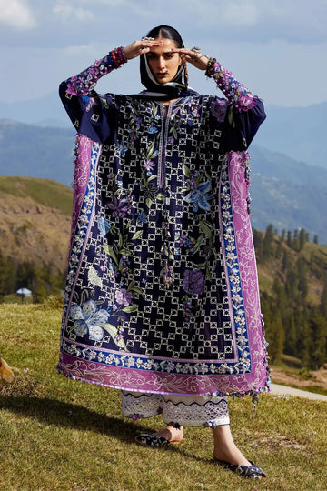 Sonamarg EL26-09 B midnight blue Elan lawn 2026 stitched 3PC suit with silk dupatta