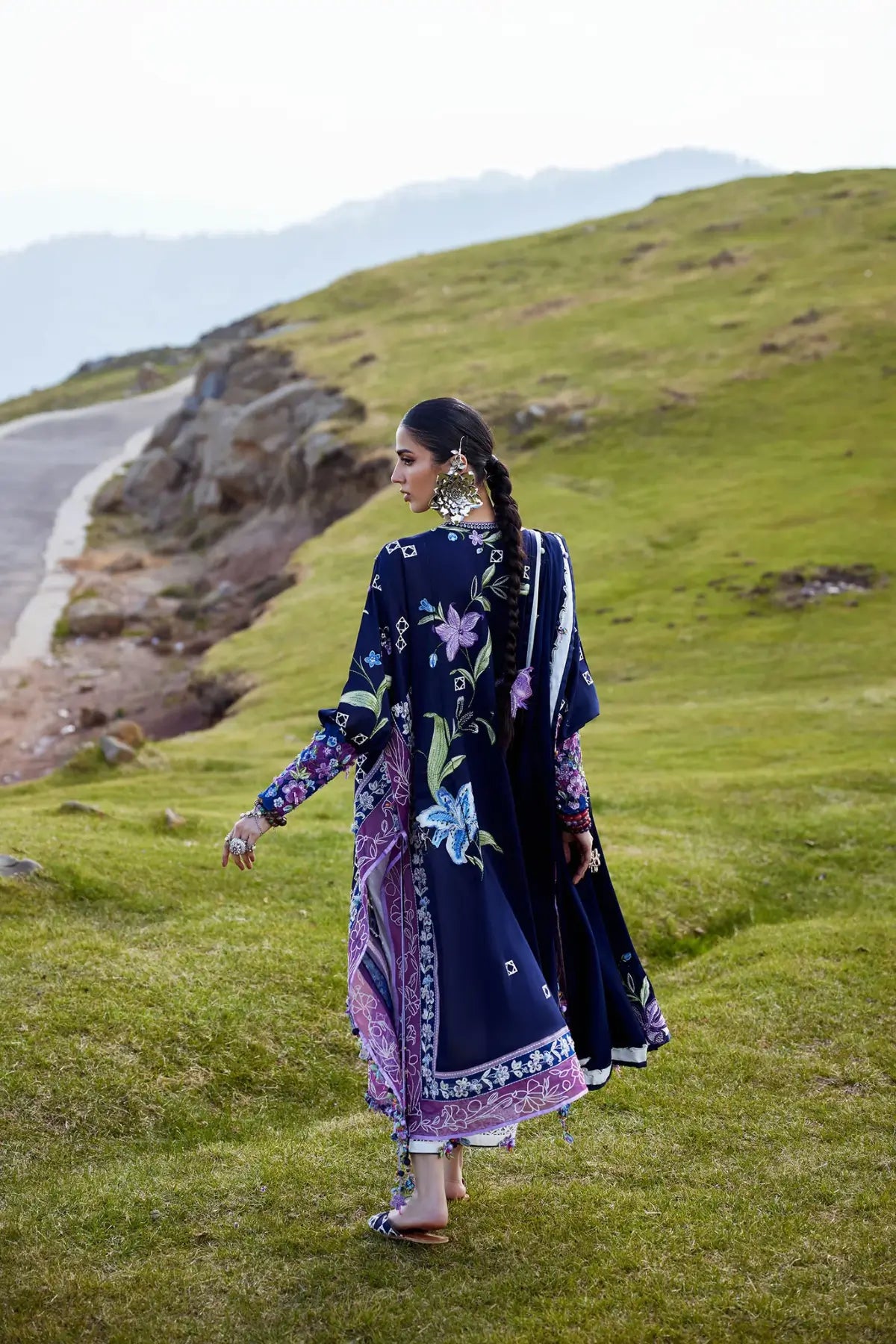 Sonamarg EL26-09 B midnight blue Elan lawn 2026 stitched 3PC suit with silk dupatta
