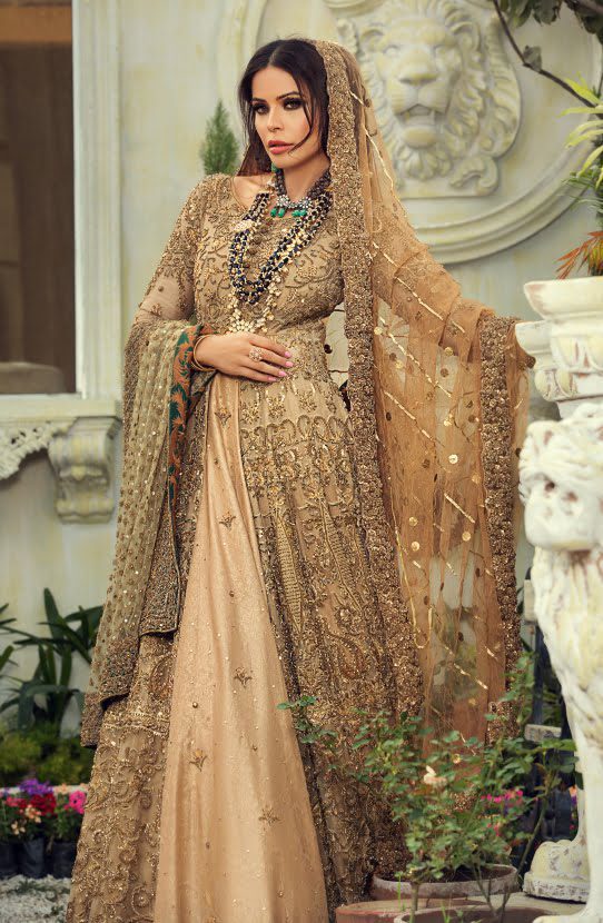 Sonehri -The Timeless Beige Bridal Lehenga Gown