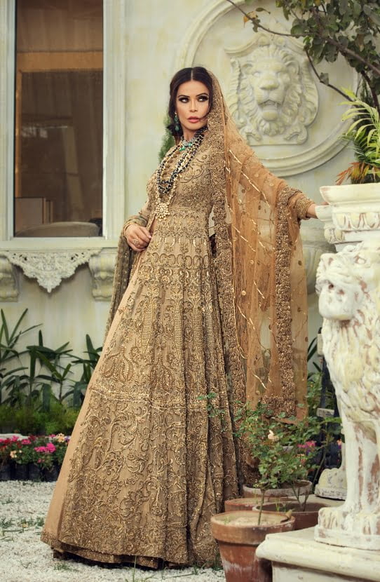 Sonehri -The Timeless Beige Bridal Lehenga Gown