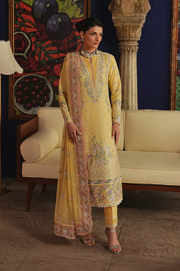 Sorayae by Gulaal yellow Maisone luxury lawn stitched 3PC suit with embroidered chiffon dupatta