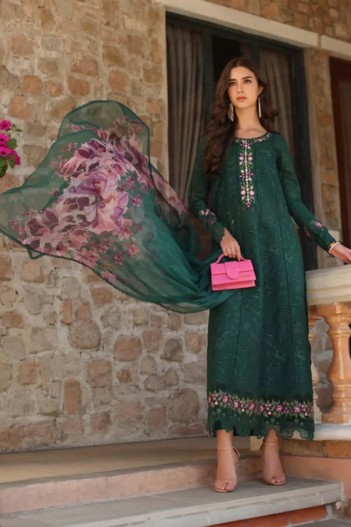 Sorina D1-A emerald luxury lawn ready suit by Saadia Asad Noor Luxury Eid Schiffli ’26