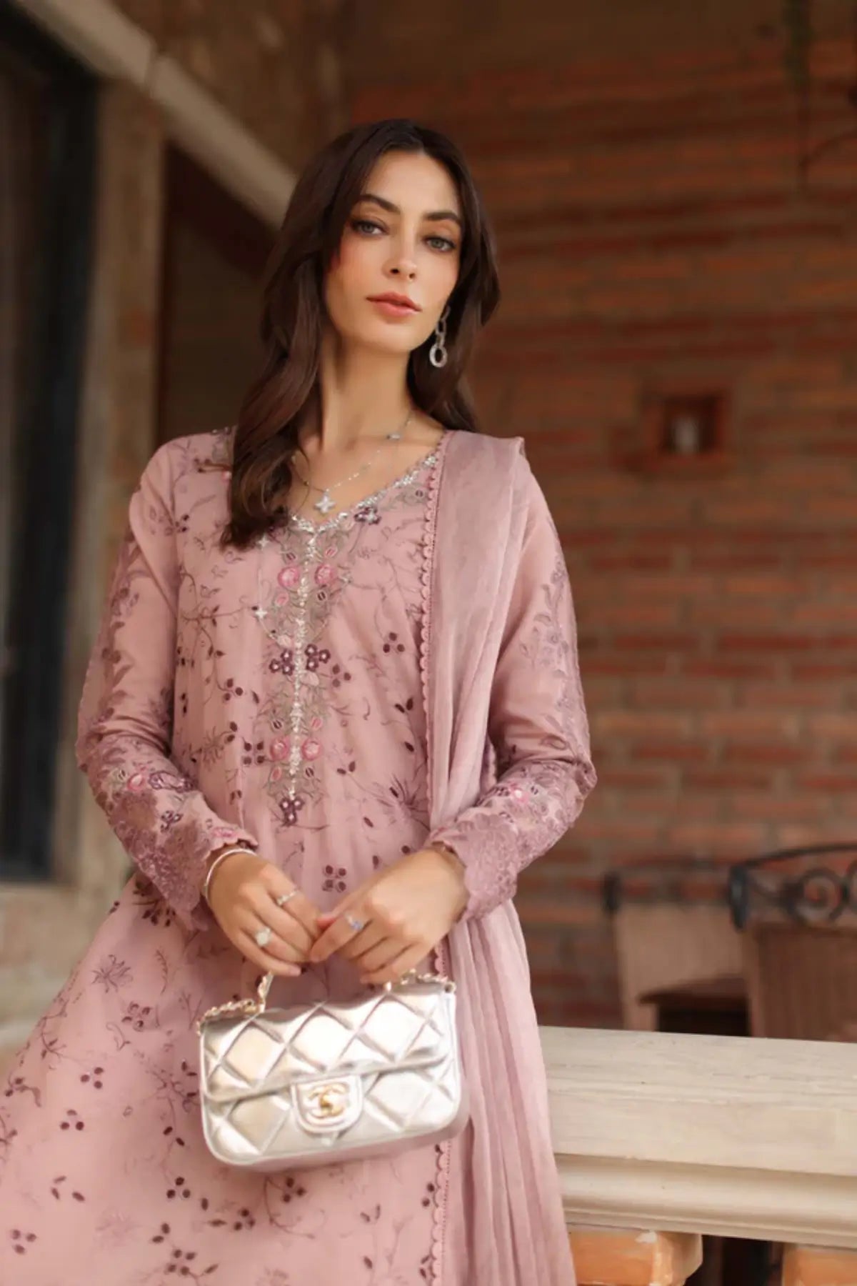 Saadia Asad Sorina D1-B vintage blush lawn suit with chiffon dupatta Noor Luxury Eid Schiffli ’26