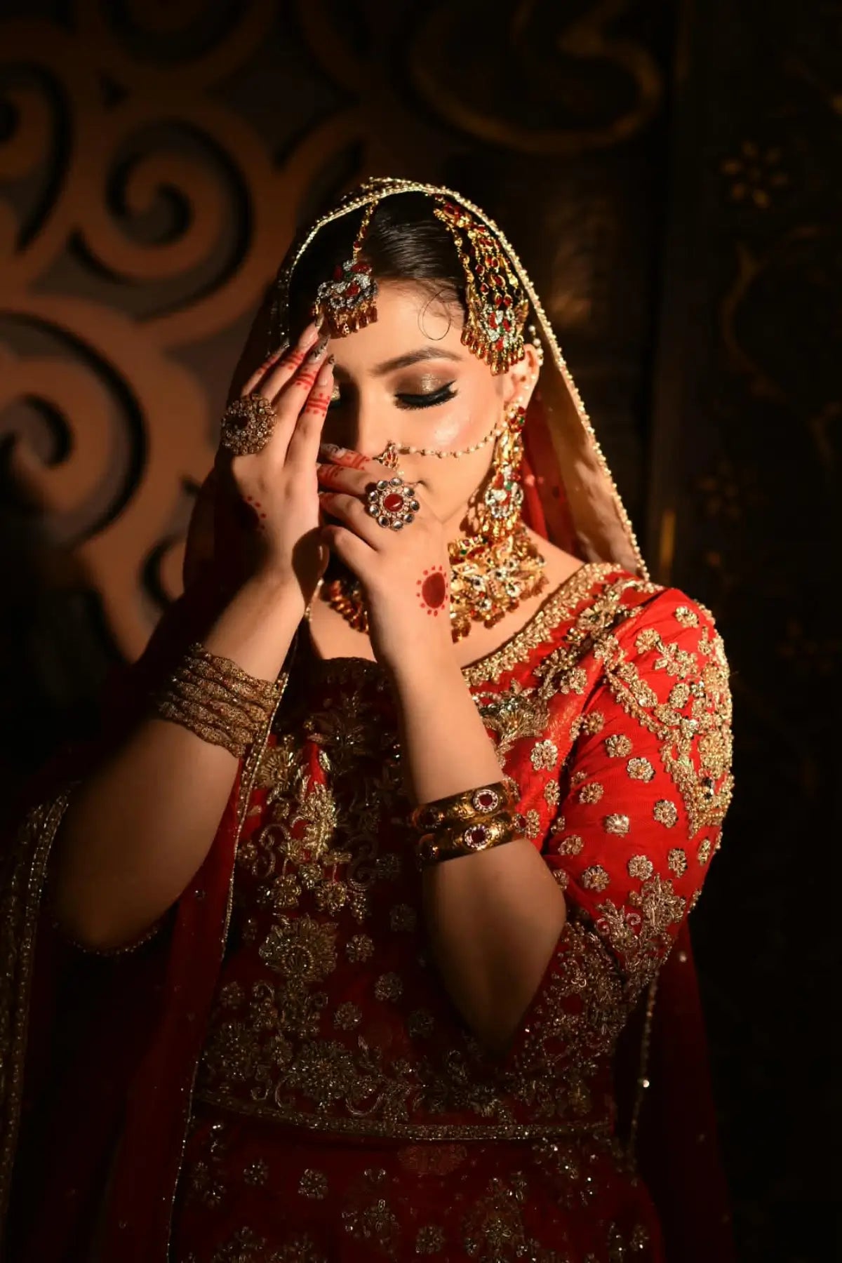 Sorrel by MariamRaj crimson hand embellished pure Khimkhab Pakistani bridal lehenga with net organza dupatta