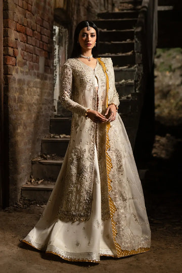 Nyra Collections ivory organza stitched gharara Eid wear.