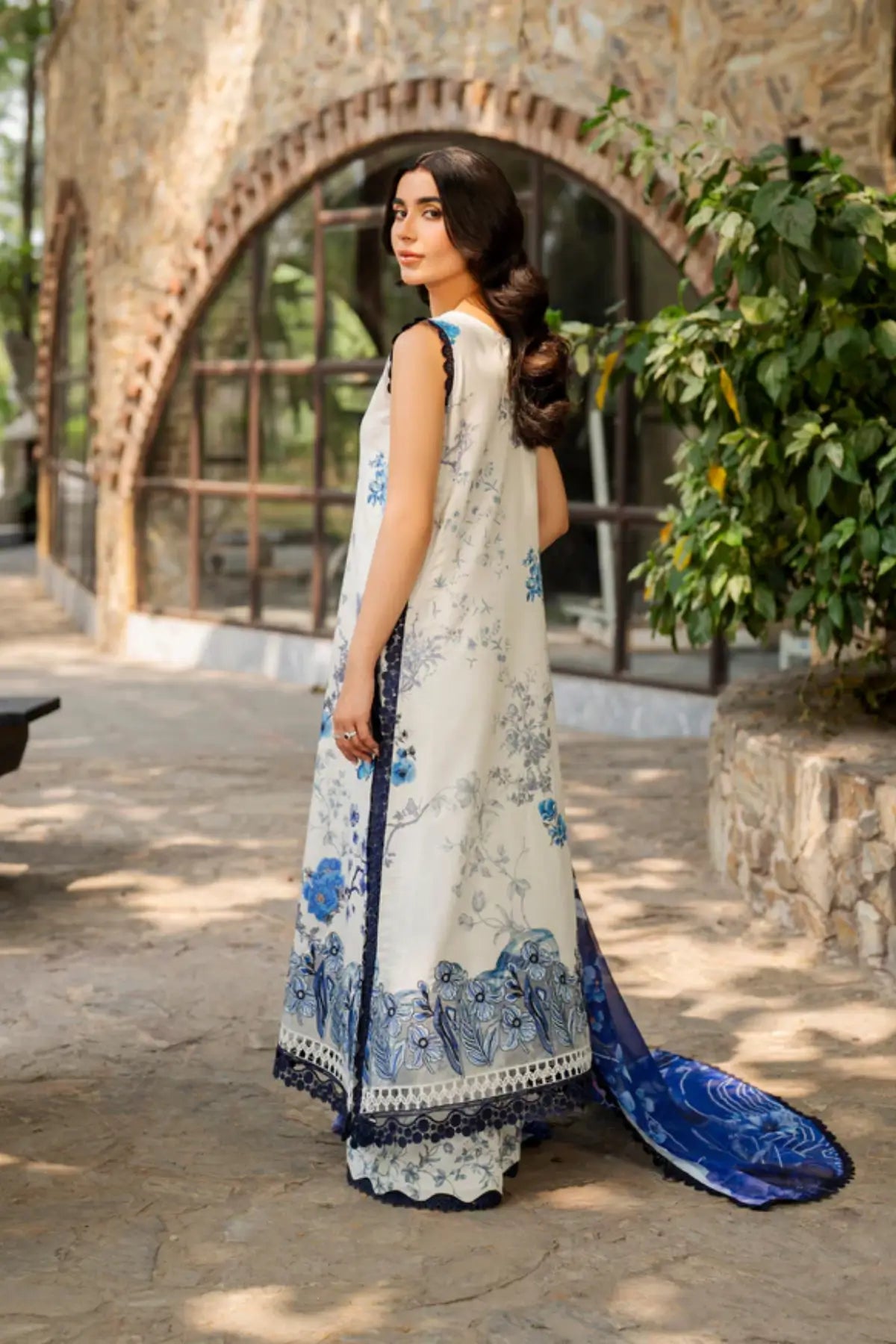 Starlit MSSL-03 by Asifa & Nabeel blue stitched lawn 3PC from Meraki Summer 26