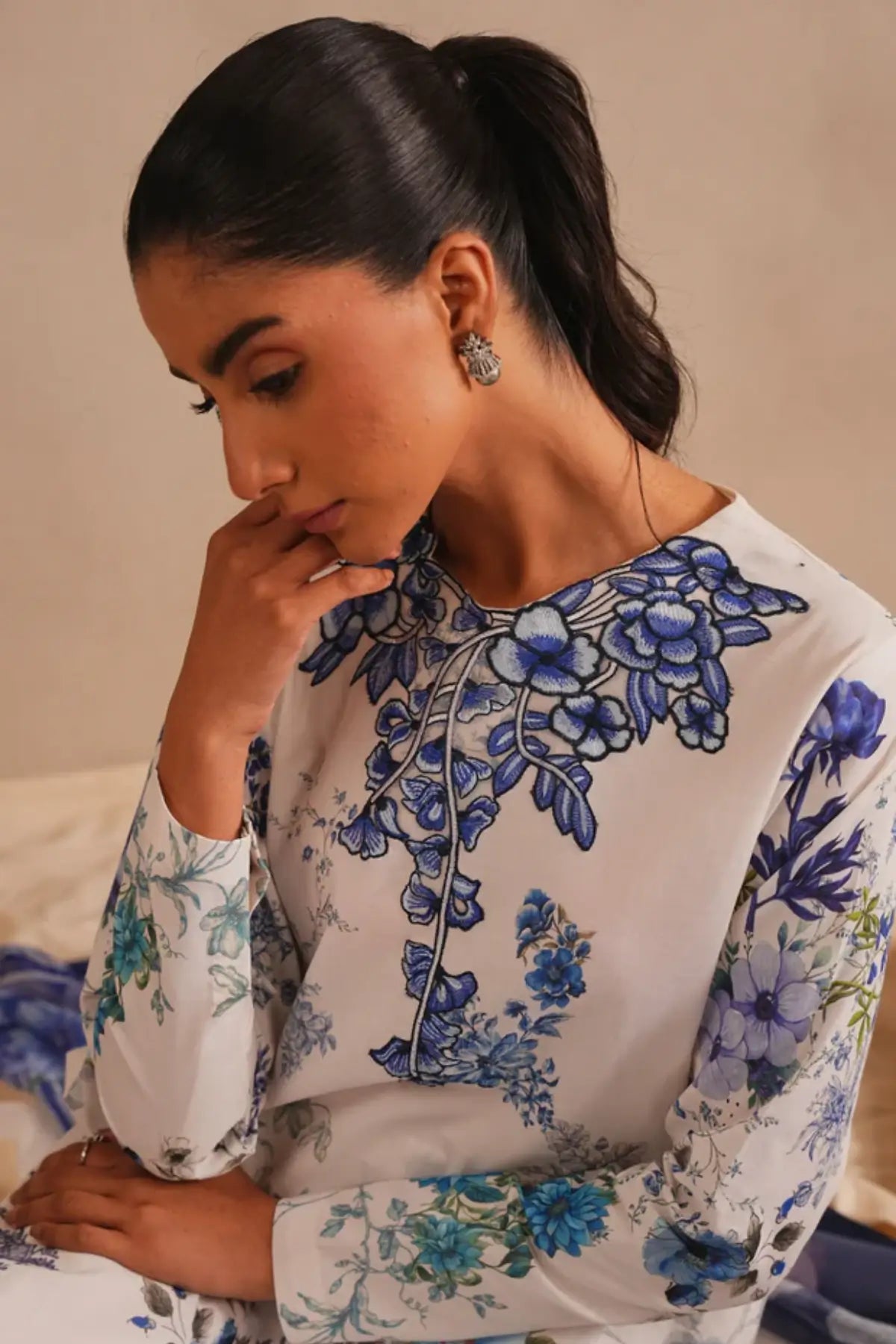 Starlit MSSL-03 by Asifa & Nabeel blue stitched lawn 3PC from Meraki Summer 26