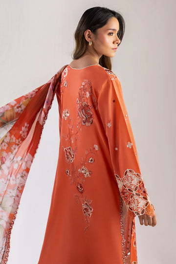 Starry Side- Orange Manaram Luxury lawn Outfit By- Mushq