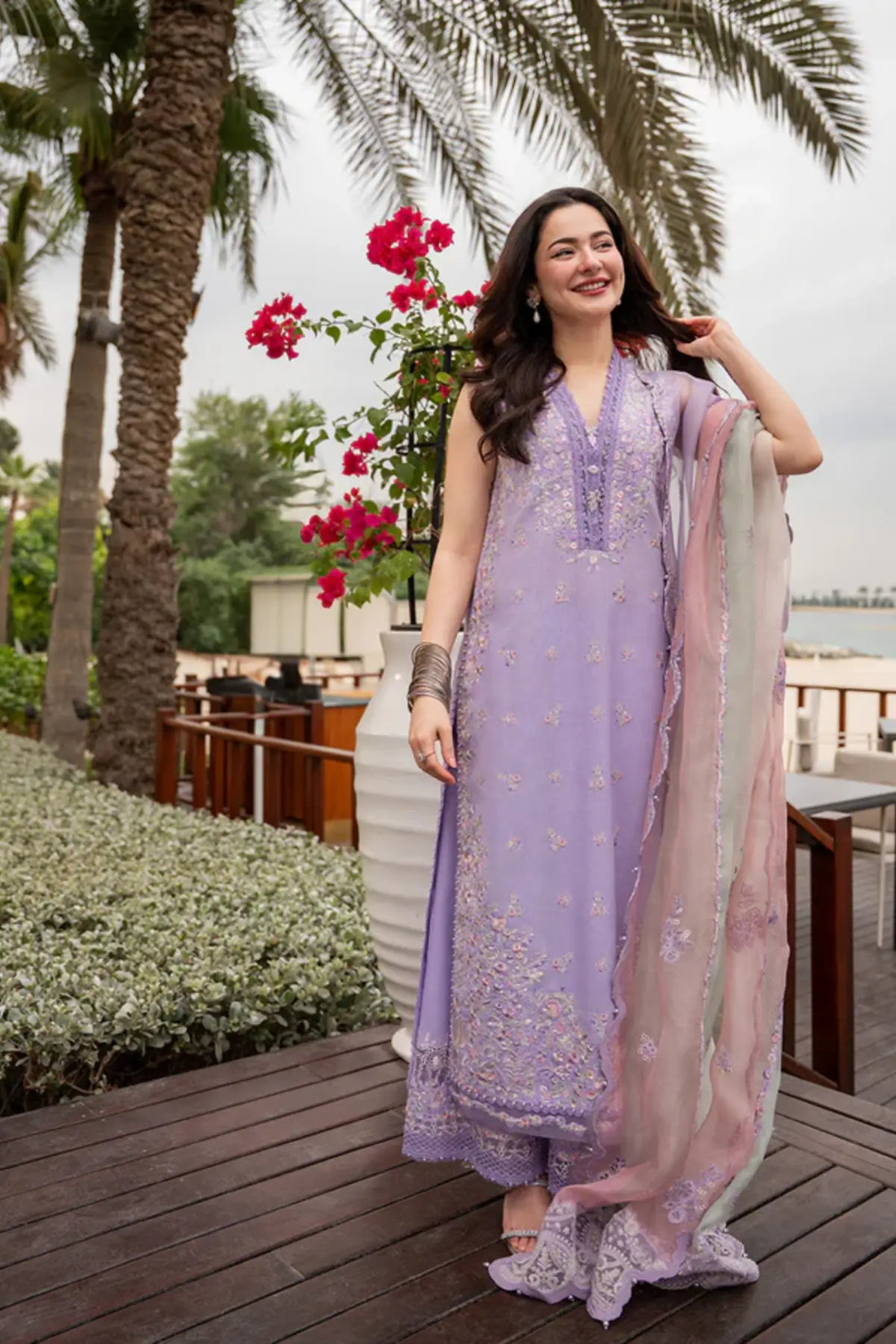 Suela Faiza Saqlain soft lilac ready to wear lawn 3PC suit Pakistanimoda