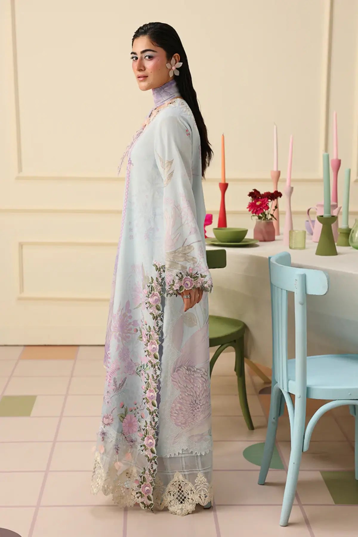 Sugar Bloom – Mushq Soleil Prints Ice Blue Stitched Lawn 3PC Suit