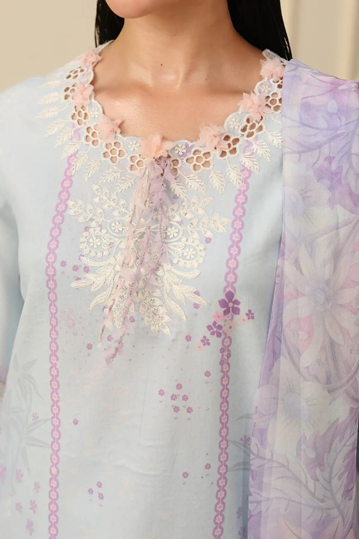 Sugar Bloom – Mushq Soleil Prints Ice Blue Stitched Lawn 3PC Suit