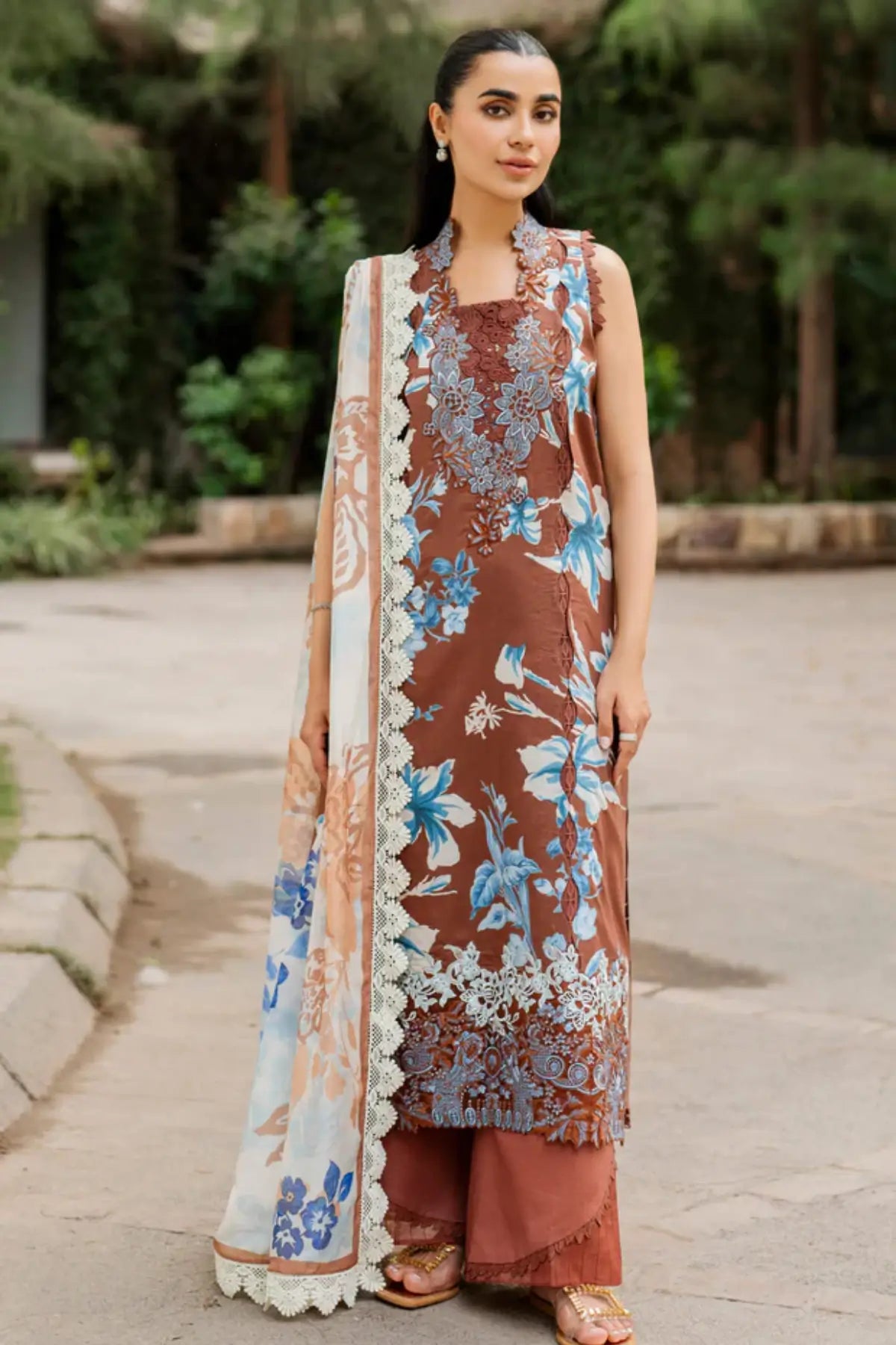 Sun-Kissed Sand MSSL-08 by Asifa & Nabeel brown stitched lawn 3PC from Meraki Summer 26