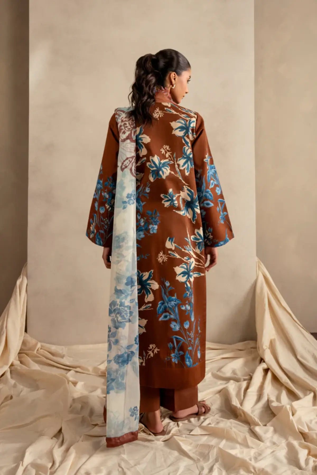 Sun-Kissed Sand MSSL-08 by Asifa & Nabeel brown stitched lawn 3PC from Meraki Summer 26