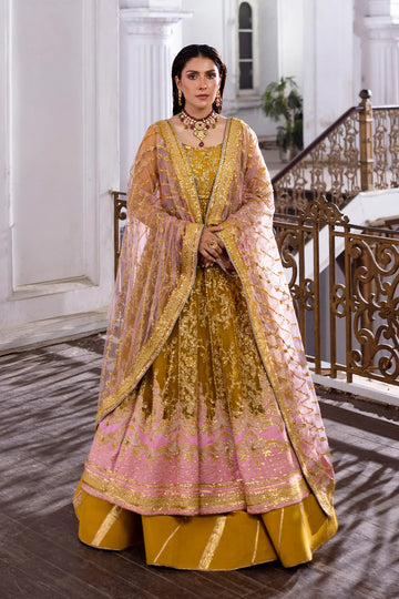 Sunberry Pakistani bridal pishwas lehenga suit with dupatta – Erum Khan Jahan Vol IV stitched wedding outfit.