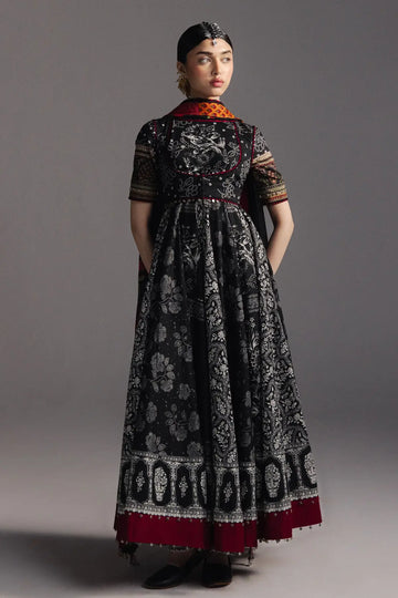 Surkh Bahar D1 black floral Anarkali Zara Shahjahan 2026 stitched