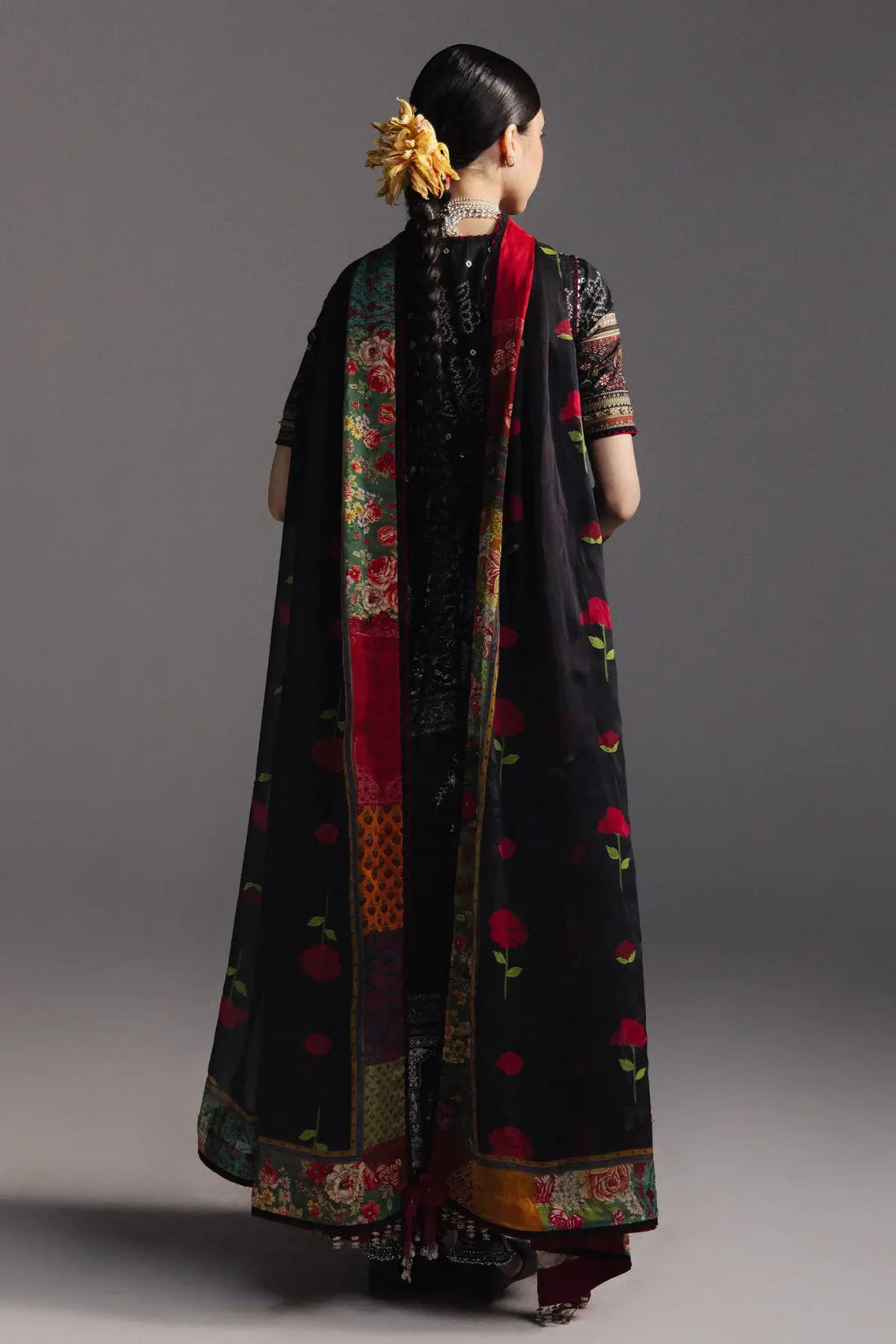 Surkh Bahar D1 black floral Anarkali Zara Shahjahan 2026 stitched