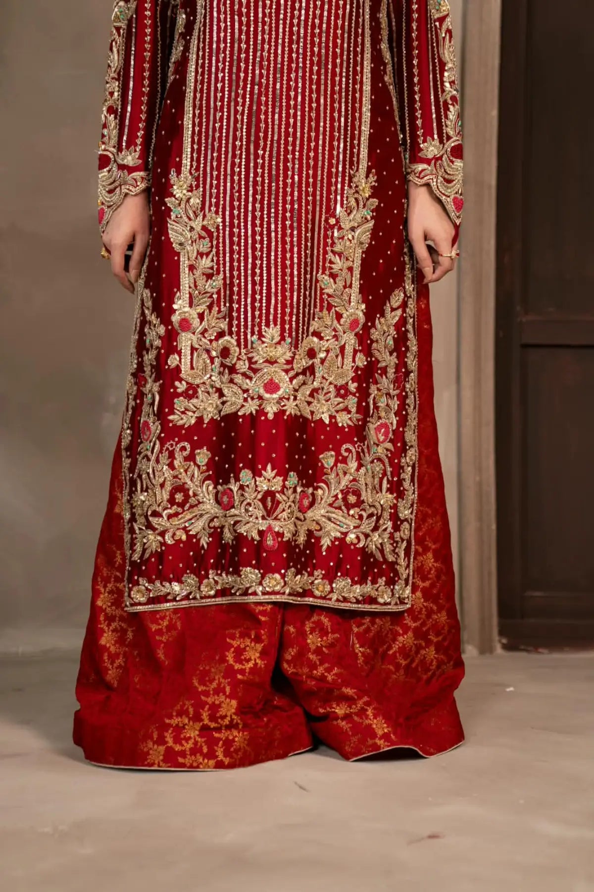 Surkhroo – Deep Red Hand Embellished Pakistani Formal Stitched Suit