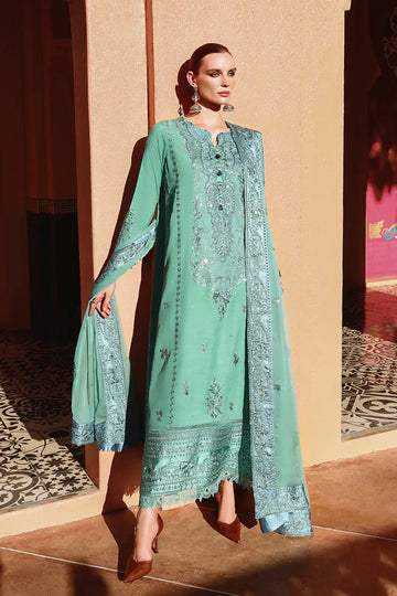 Aqua raw silk 3PC stitched suit Sybil by Mushq from Nuvera Raw Silk 2026 available at Pakistanimoda worldwide