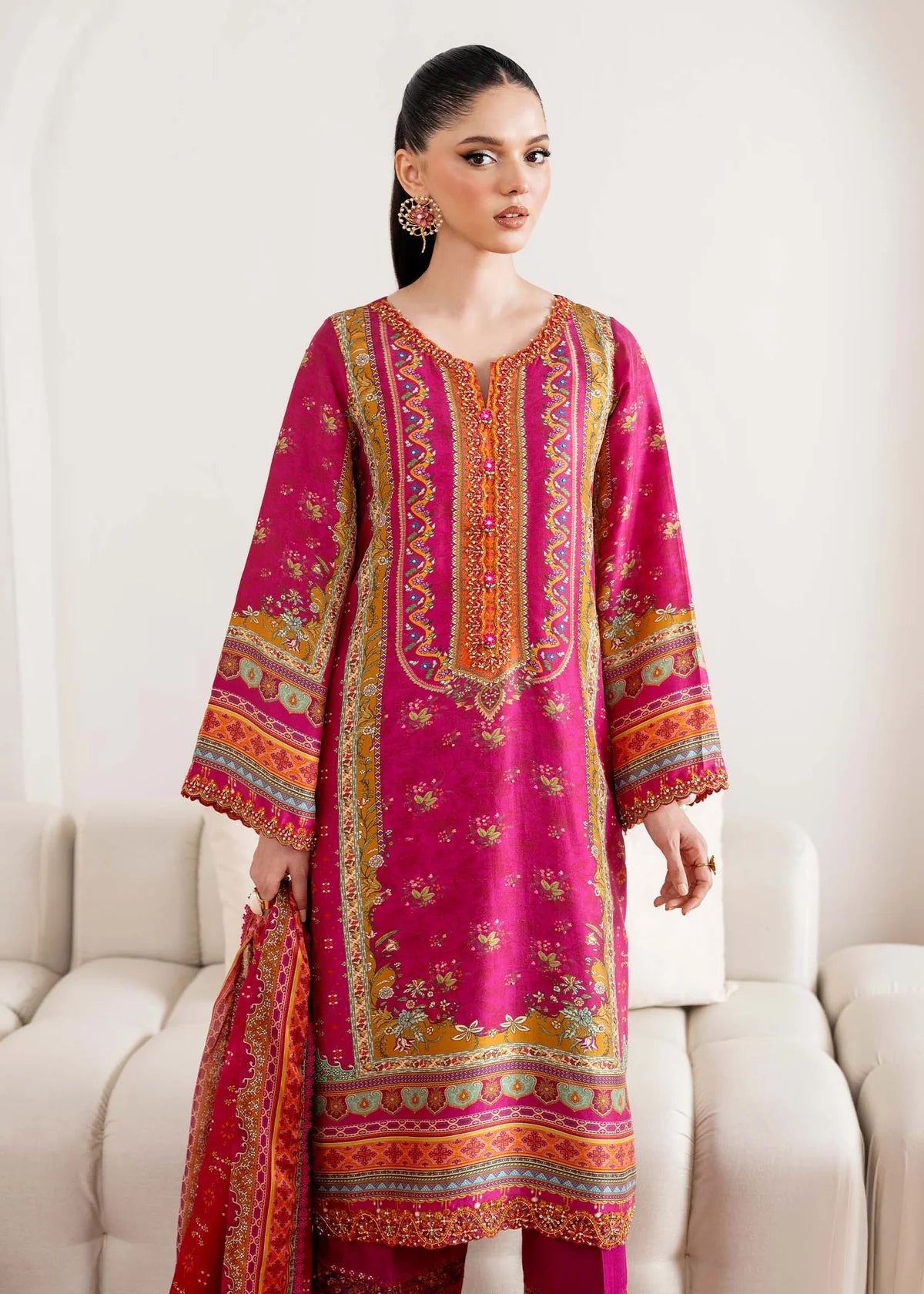 Sylvie-Formal magenta raw silk suit for family gatherings by-Kanwal Malik