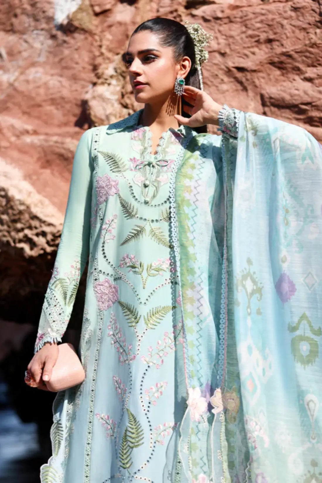Saira Shakira Breeze ’26 TALI 3-B sky blue designer lawn suit