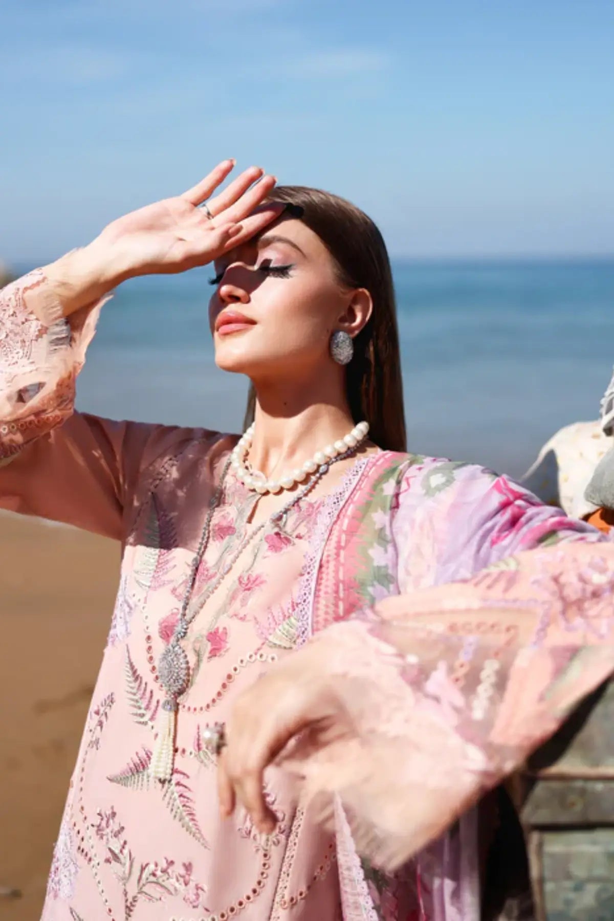 Peach orange Saira Shakira Breeze TALI 3-A lawn suit monar dupatta