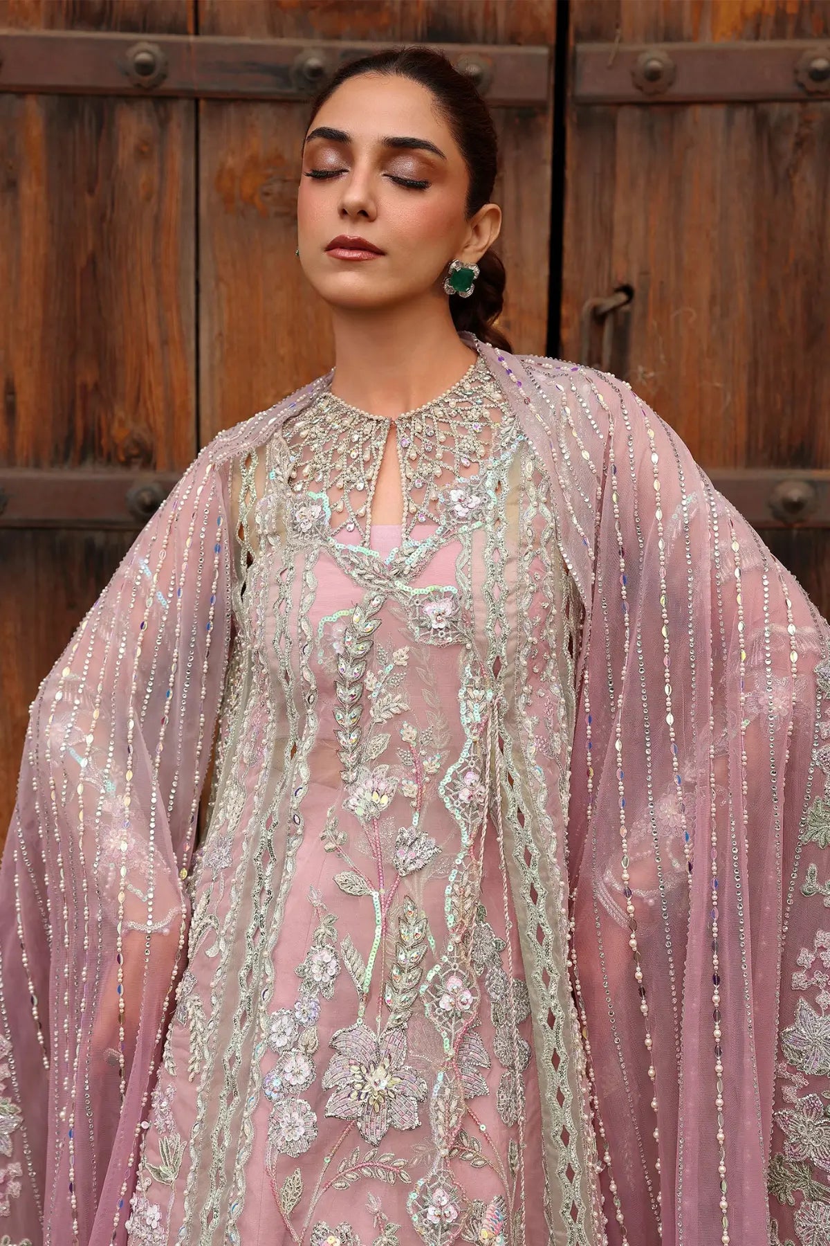 Crimson TILSAM JHILMIL lilac designer stitched suit with embroidered shirt, crystal dupatta and flared bottom