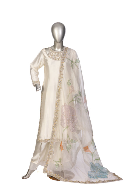 Tabish – Luxury Sheesha Silk 3-Piece Suit with Hand-Painted Dupatta